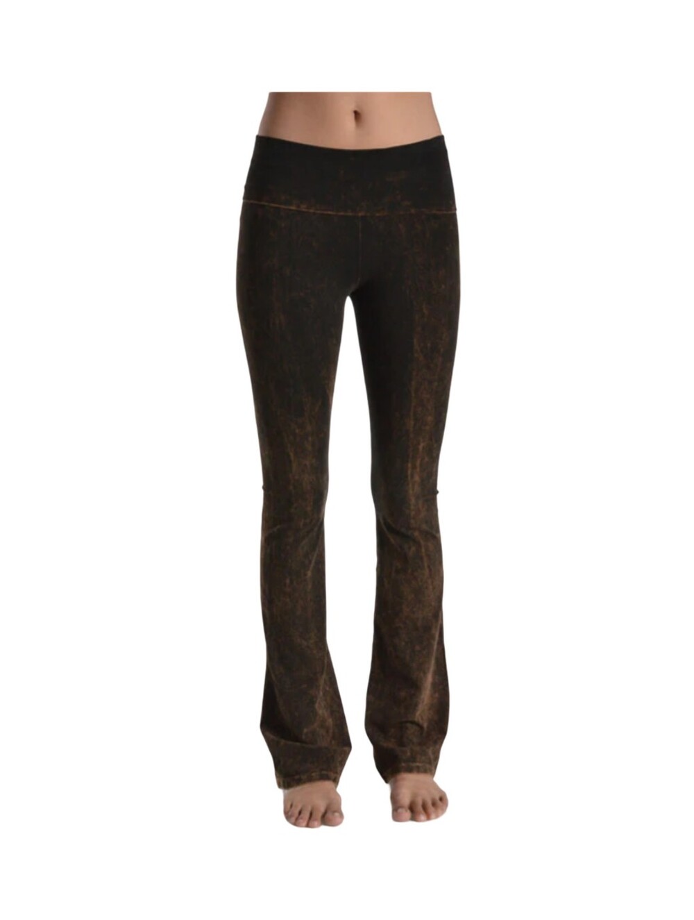 T-Party Mineral Wash Foldover Bootcut Yoga Pants Size Medium Brown